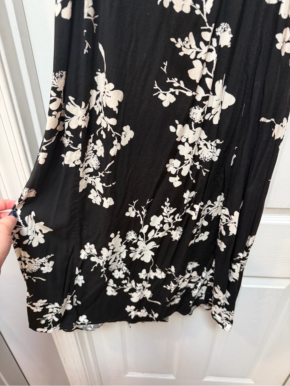 Tropical Floral Tea Length Stretch Challis Slit Dress - Picture 6 of 6